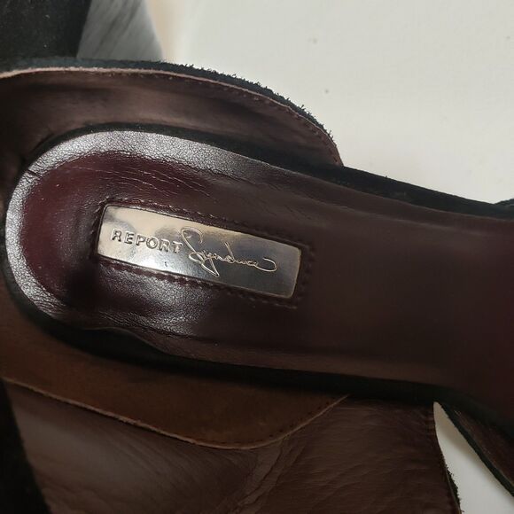 Report Signature Womens Black Suede Ankle Strap Block Heel Dress Shoes Sz 10 POE - Picture 6 of 15